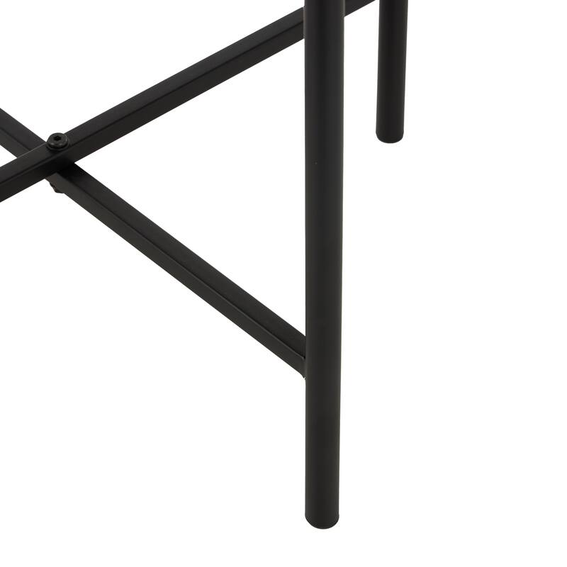 Beige Marble Side End Accent Table with Black Metal Support