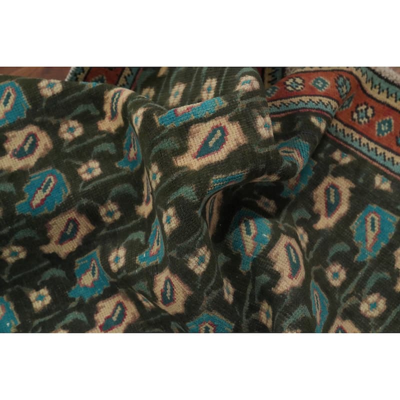 Hand Knotted Oriental 100% Wool Carpet Traditional Geometric Black Tabriz Area Rug - 4' 8'' X 3' 5''