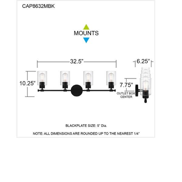 Caputo 4-Light Matte Black Bath Light