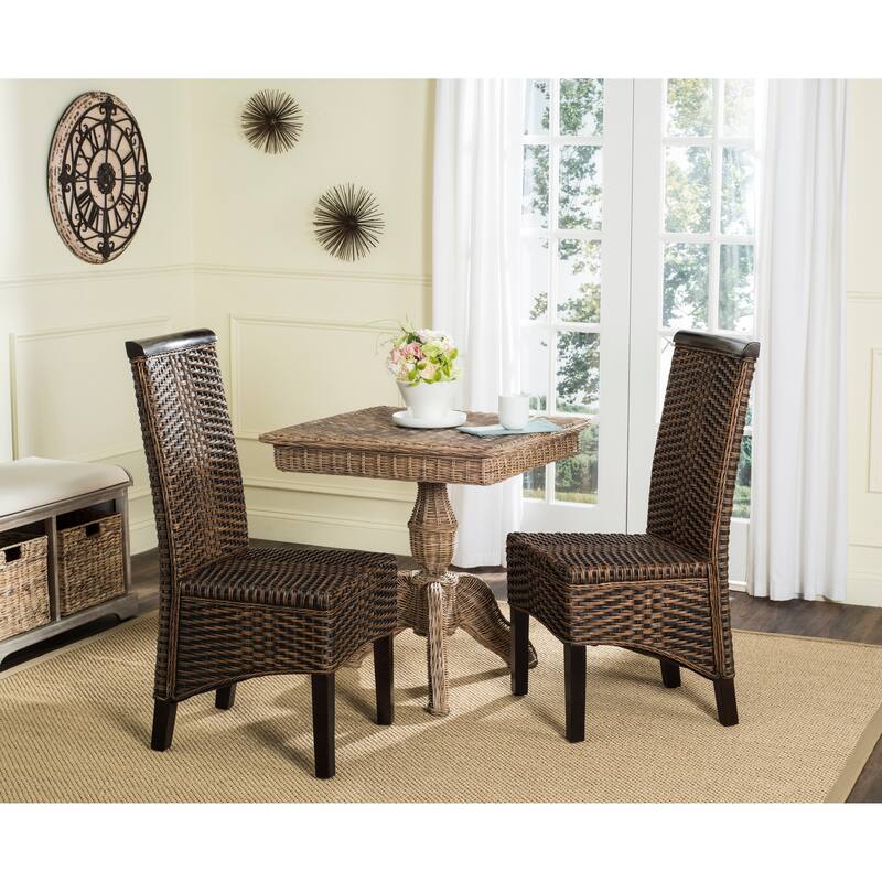 SAFAVIEH Gunvor Grey Wicker Dining Chair (Set of 2) - 17.3" x 24" x 39.3" - 17Wx24Dx39H - Brown/Multi