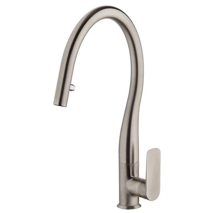 LaToscana Swan Single Handle Pull-Down Spray Kitchen Faucet - Brushed Nickel
