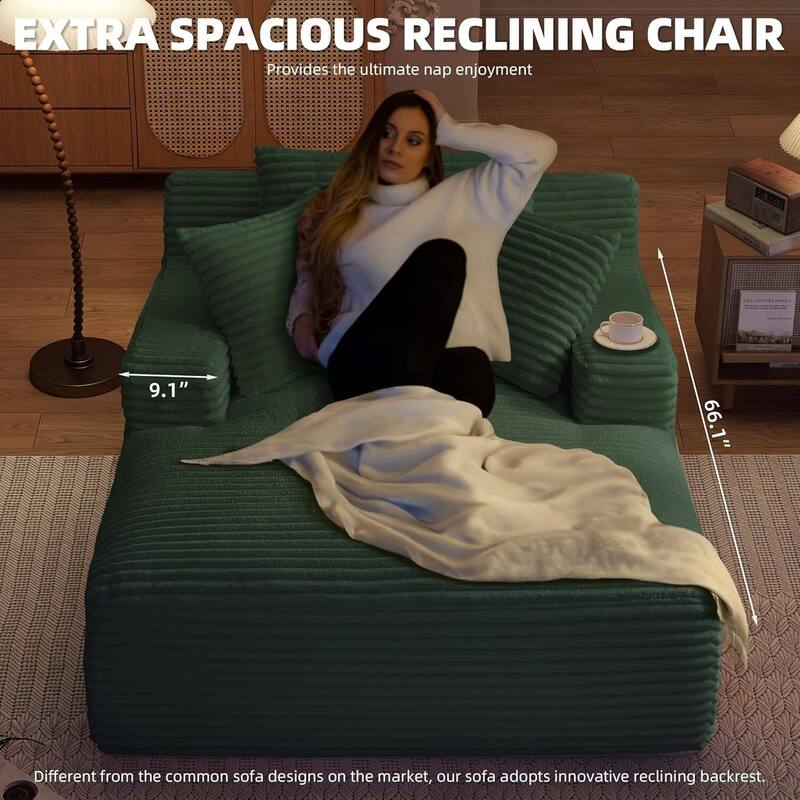 Rossetta Corduroy Upholstered Modern Oversized Chaise Lounge Chair