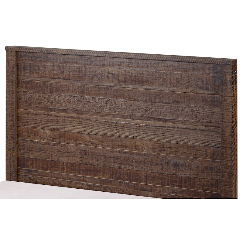 Twin Size Solid Wood Panel Bed with Headboard and Under-Bed Storage