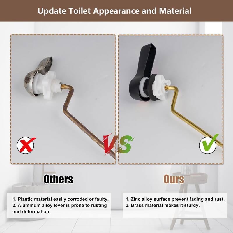 Universal Toilet Flush Tank Lever Kit, Side Mount Handle with Stainless Steel Flapper Chains, Chrome Finish