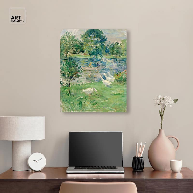 Morisot Girl in Boat with Geese Canvas by Art Remedy, Gallery Wrapped