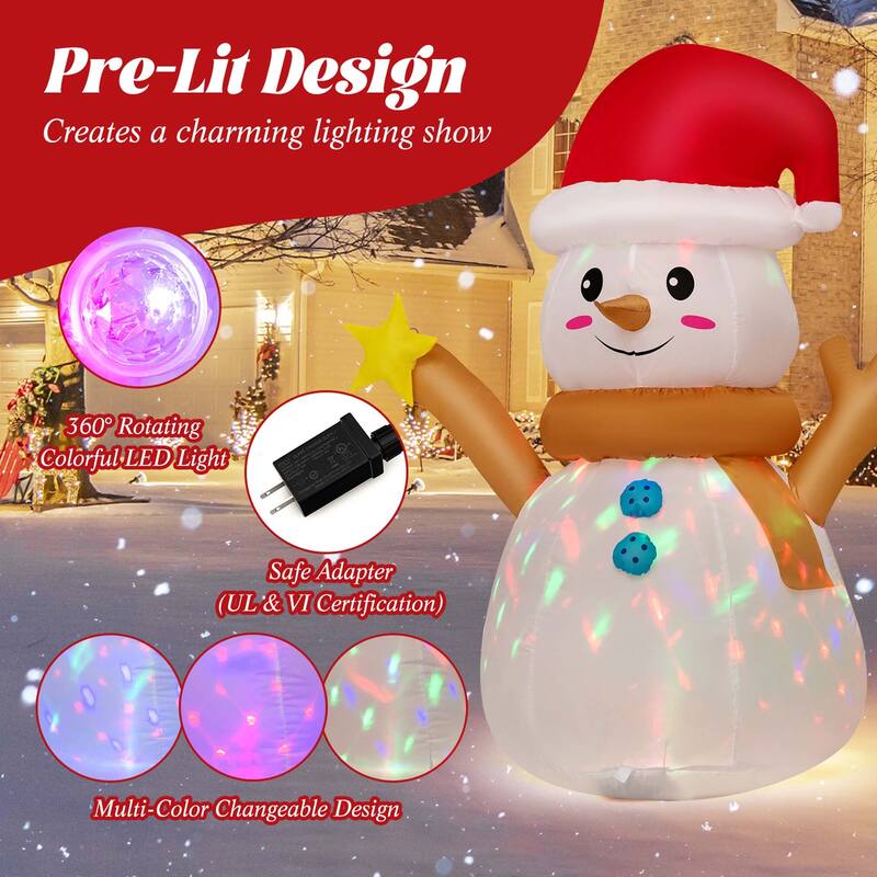 Costway 4 FT Inflatable Christmas Snowman Blow-up Decoration with 360° - See Details
