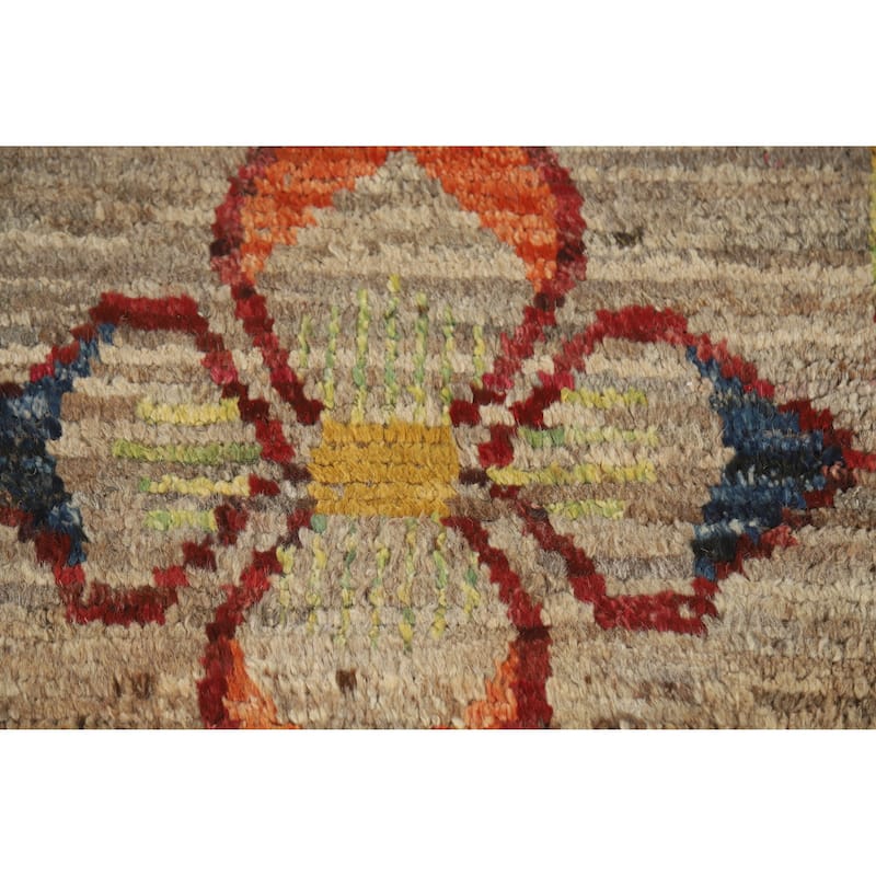 Geometric Moroccan Runner Rug Hand-Knotted Wool Carpet - 3'1" x 9'6"