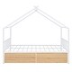 preview thumbnail 5 of 28, Full Size Metal House Bed with Two Drawers and Roof for Kids, Boys and Girls, Bedroom