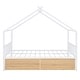 preview thumbnail 5 of 13, White Full Size Metal House Bed with Two Drawers and Roof for Kids' Rooms
