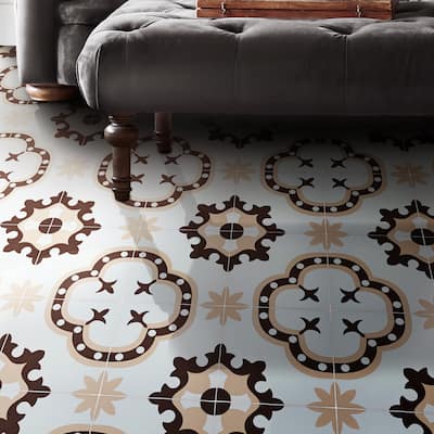 Kasba Handmade Cement Tile, 8x8, Brown-Pink