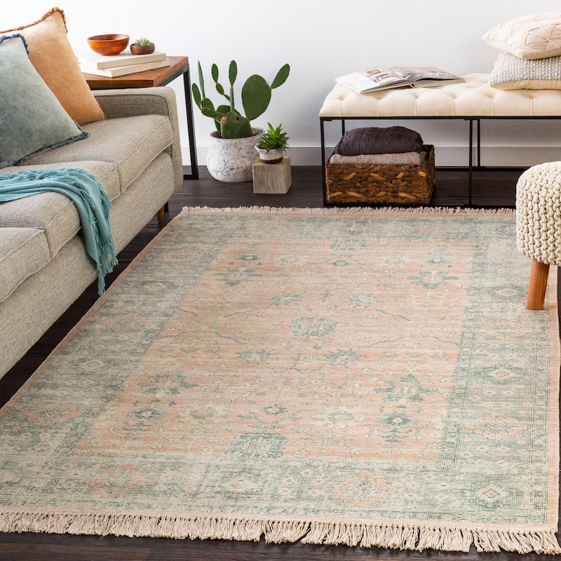 Livabliss Betsy Handmade Persian Floral Cotton Area Rug - 2' x 3' - Camel