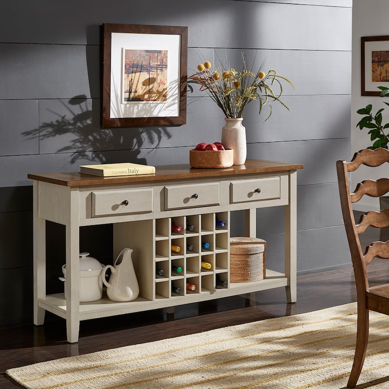 Eleanor Two-Tone Wood Wine Rack Buffet Server by iNSPIRE Q Classic