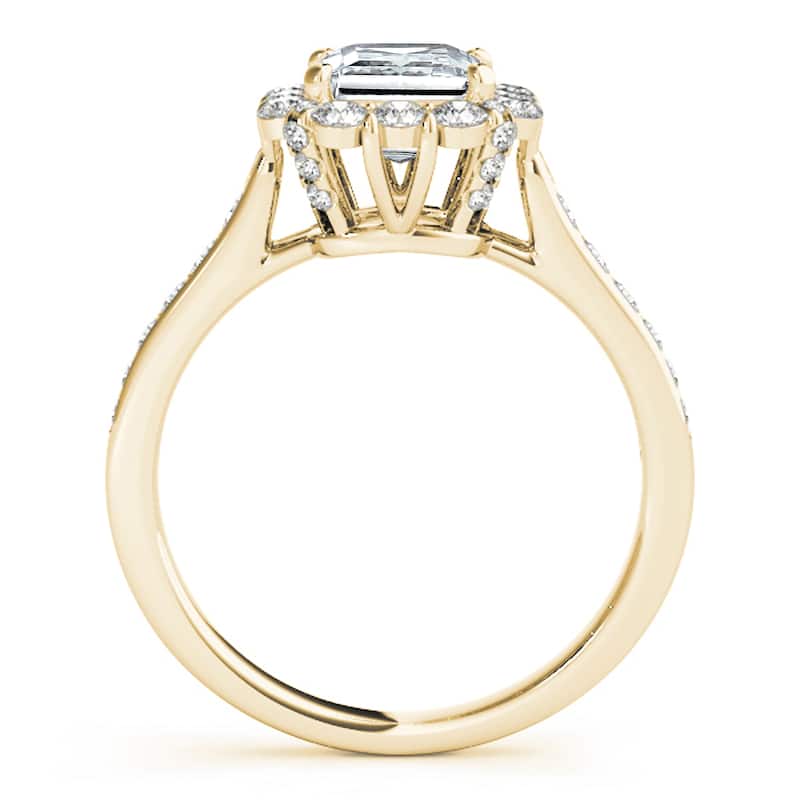 Auriya 14k Yellow Gold Lab Grown Princess Diamond Halo Engagement Ring 0.50 to 5.00 ct. tw. (F-G VS)