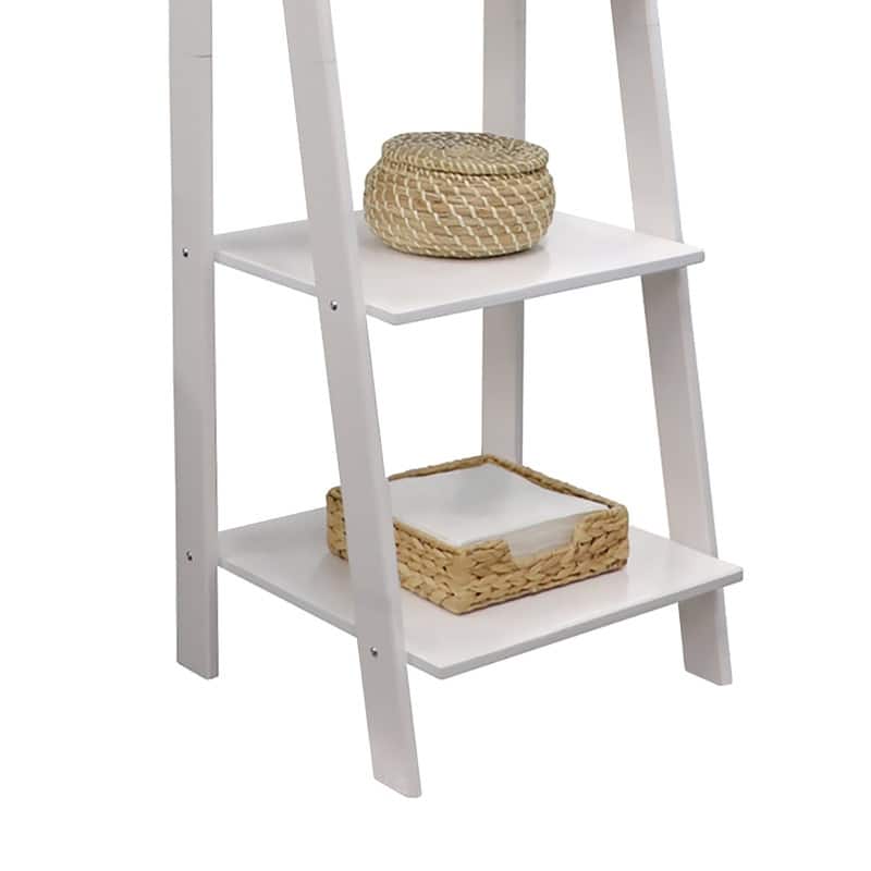 Adeptus Solid Wood 5 Shelf Ladder Bookshelf Solid White