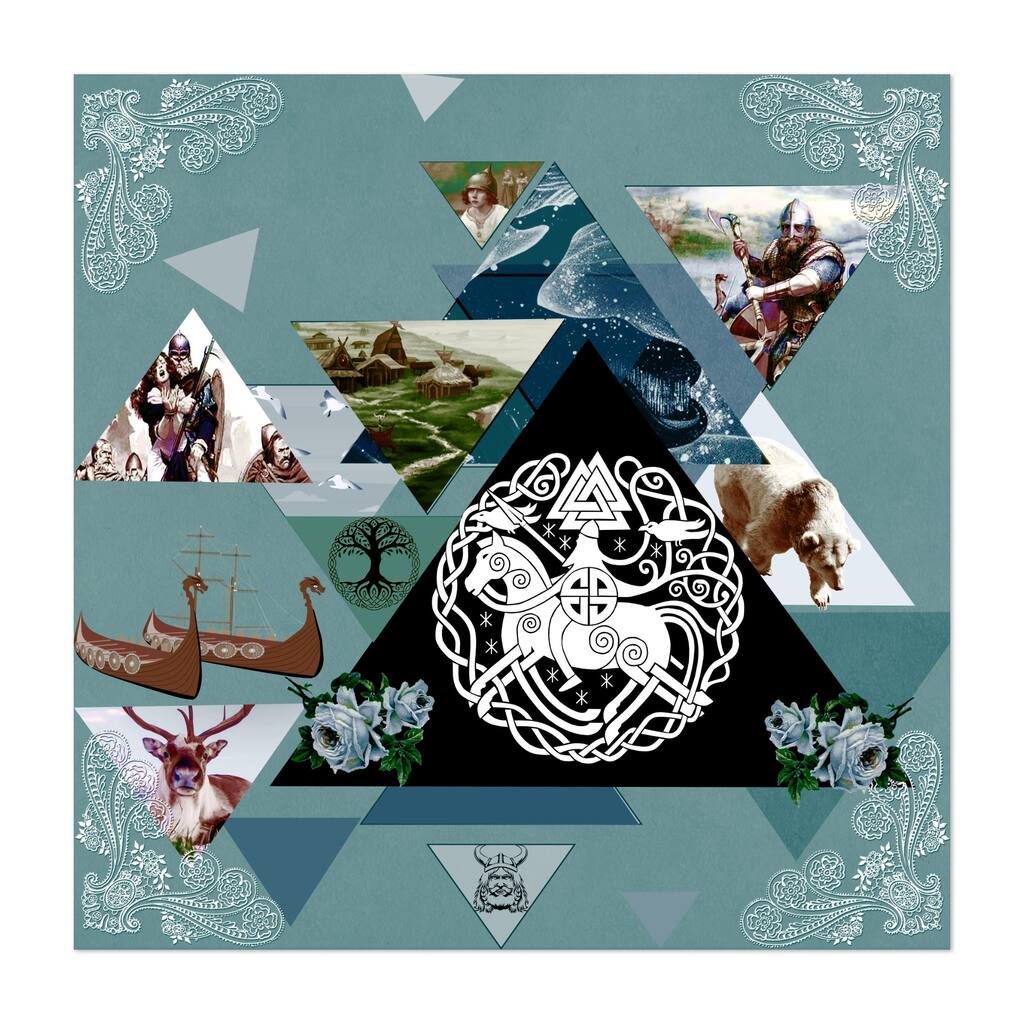 Vikings Collage Flags Ocean Pattern Patterns Vehicle Art Print/Poster
