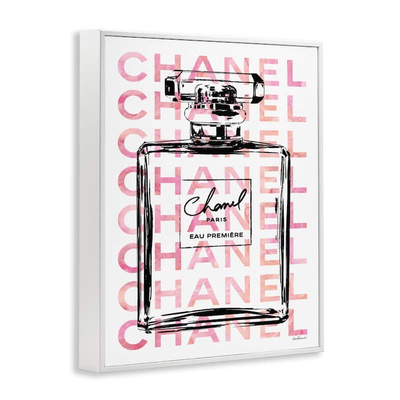 Glam Perfume Bottle With Words Pink Black Framed Wall Art