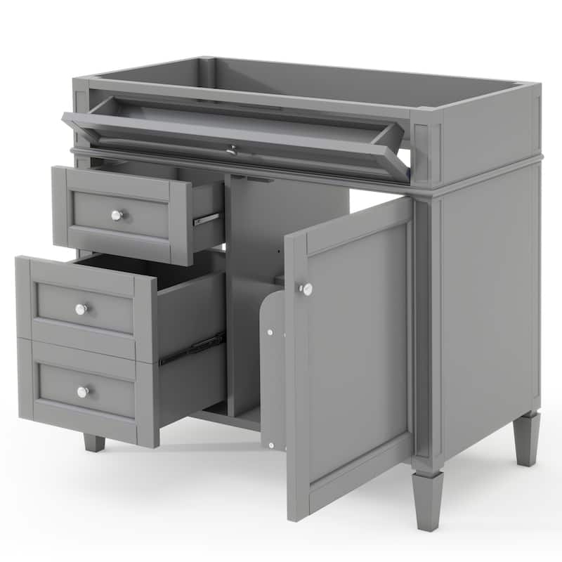 Bathroom Storage Vanity with 2 Drawers and a Tip-out Drawer - Grey - without Sink