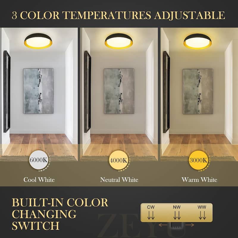 12W LED Flush Mount Ceiling Light Hammered Metal Shade