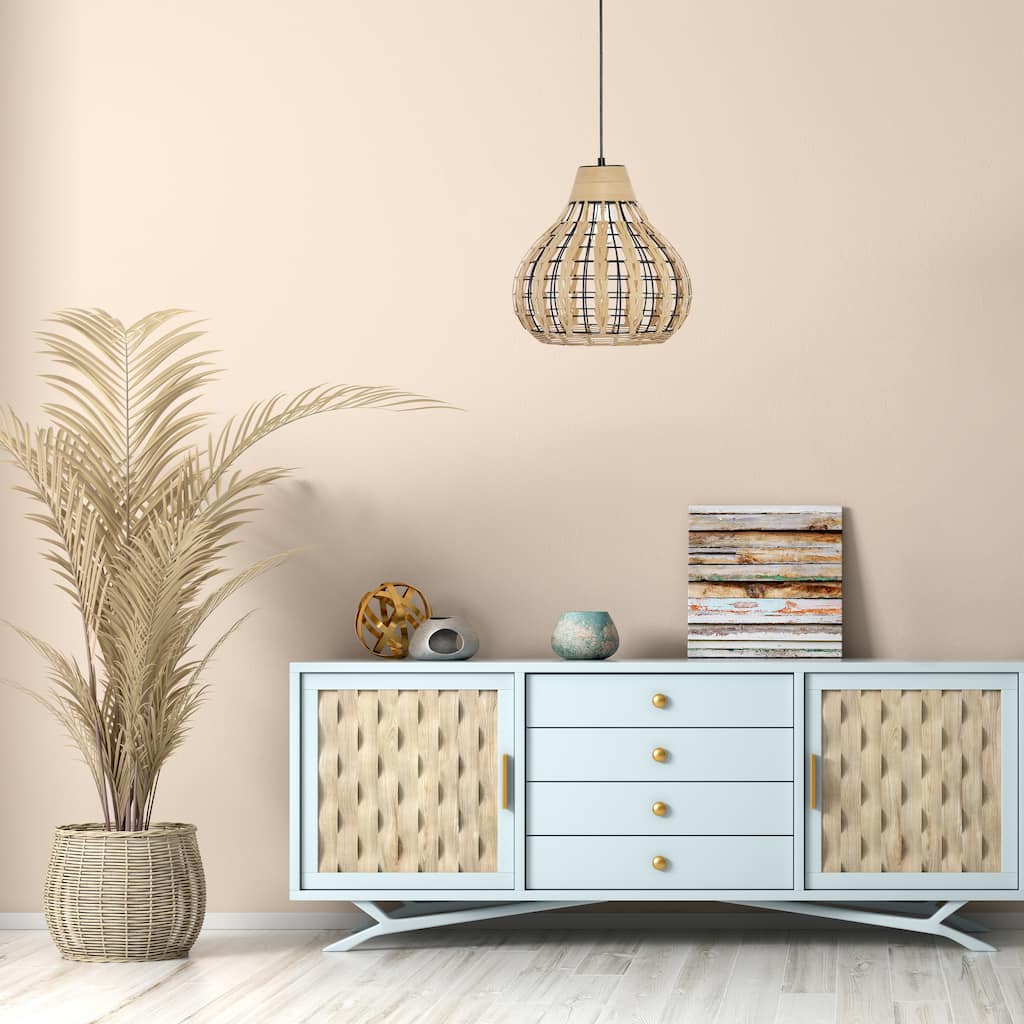 Arlo River of Goods 13-Inch Gourd Shaped Pendant Light with Natural Rattan Shade - 13" x 13" x 15/63" - 13" x 13" x 15/63"