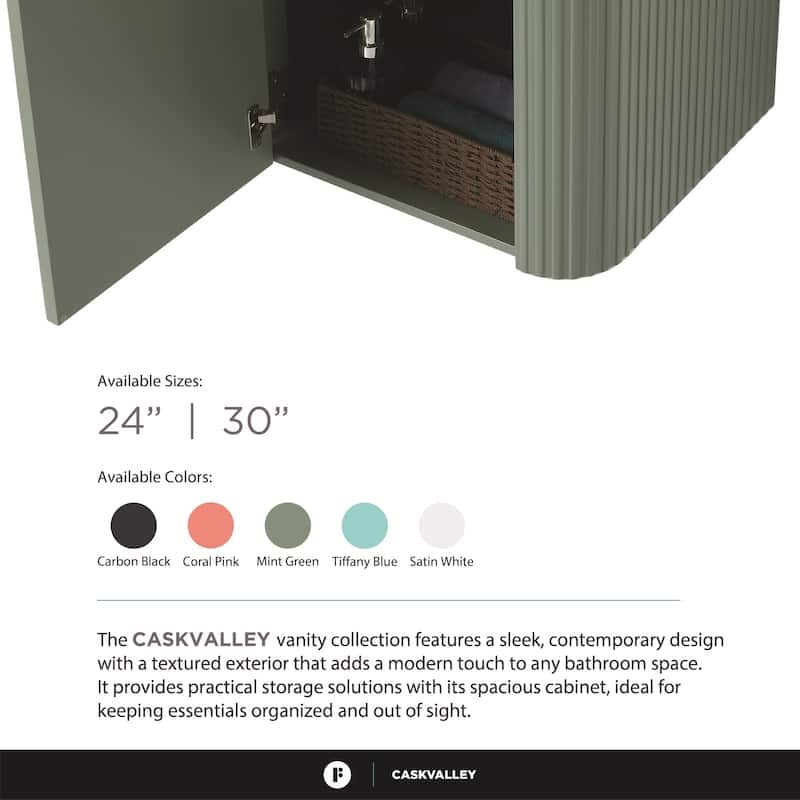 Caskvalley Modern Bathroom Vanity with Straight Fluted Design - Sink Included