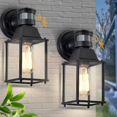 Outdoor Porch Lights Montion Sensor Outdoor Wall Lights Black 2 Pack
