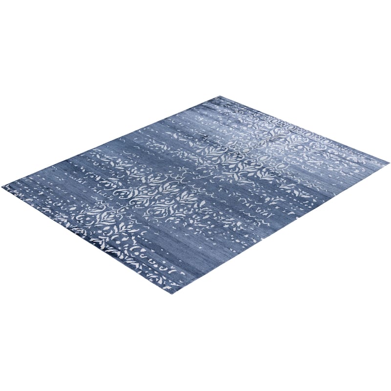 Modern One-of-a-Kind Hand-Knotted Area Rug, Blue - 8' 1" x 10' 3"