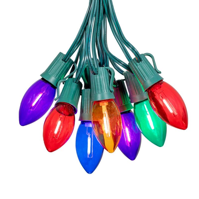 25 Foot C9 LED Transparent Outdoor Christmas String Light Set - Multi