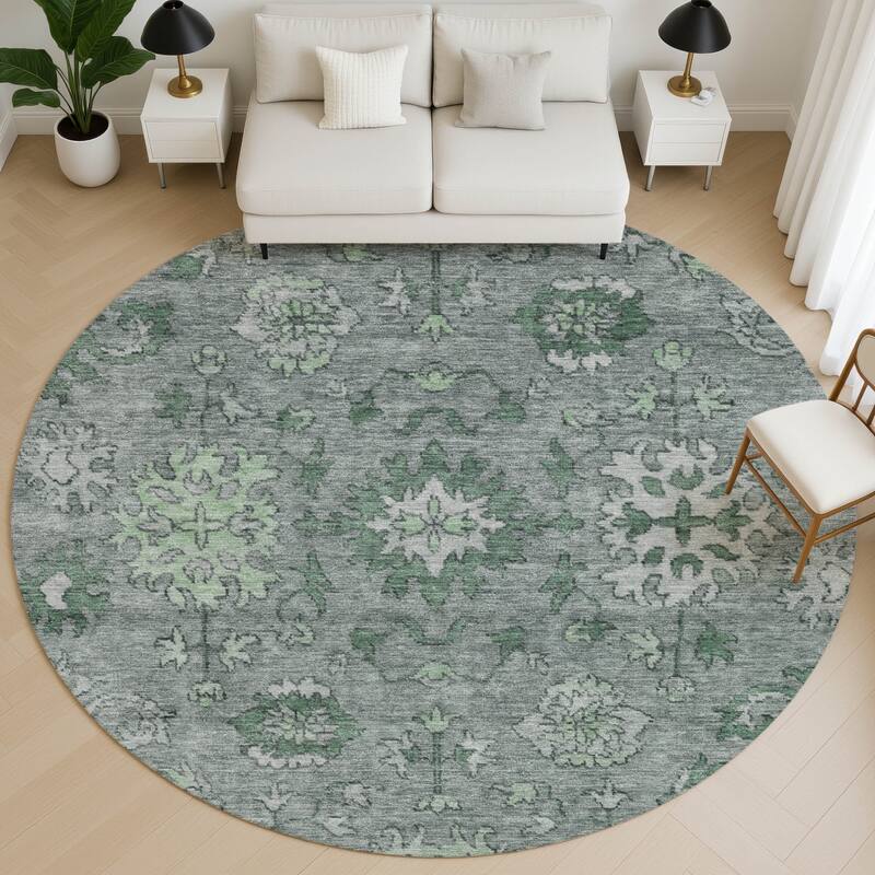 Premium Washable Super Soft Traditional Caply Mayfield Rug - Aloe - 8' x 8'