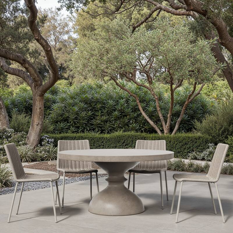 Urbia Spindle 59" Round Concrete Dining Table