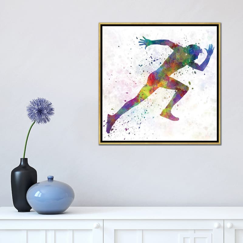 iCanvas "Man Running Sprinting Jogging I" by Paul Rommer Framed Canvas Print