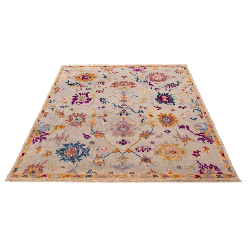 ECARPETGALLERY Hand-knotted Modern Oushak Light Grey Wool Rug - 7' 10" x 9' 10"