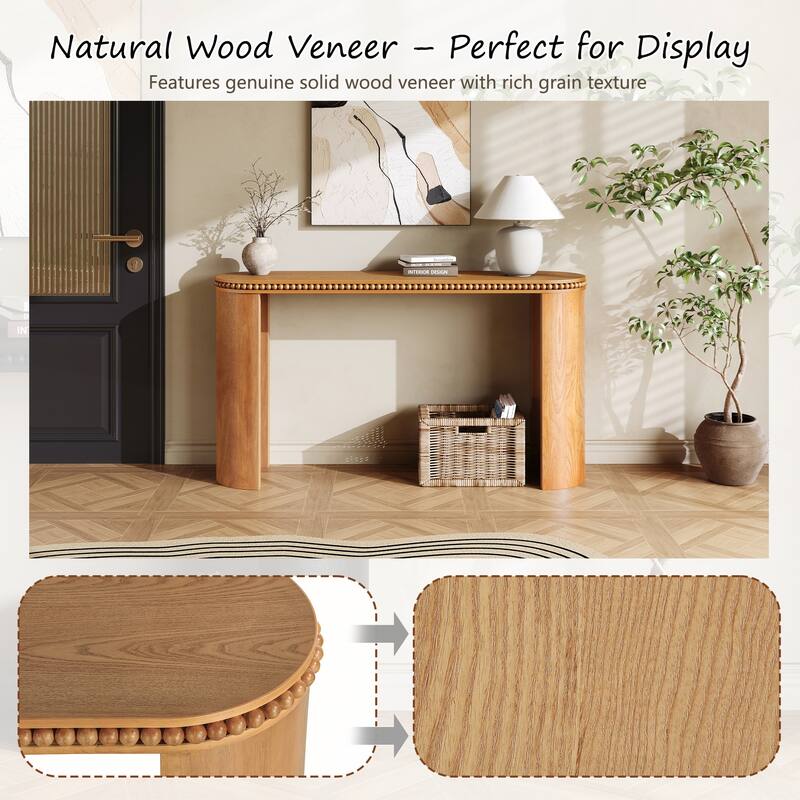 Mirod Vintage Console Table with Beaded Trim and Reversible Curved Legs