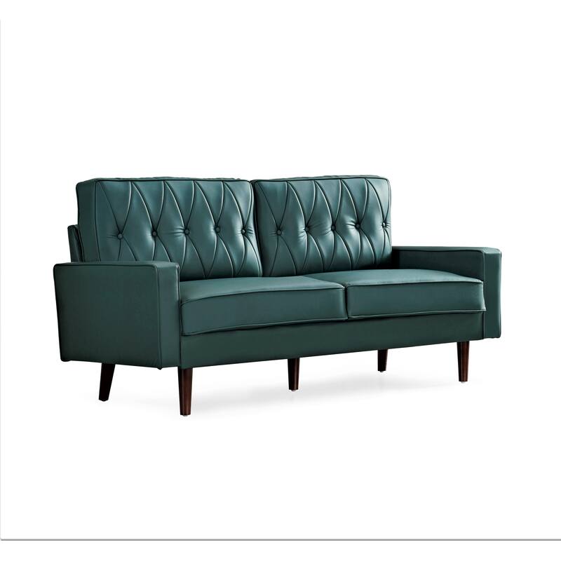Acire 69.3" Faux Leather Cushion Back Sofa - Blue Green