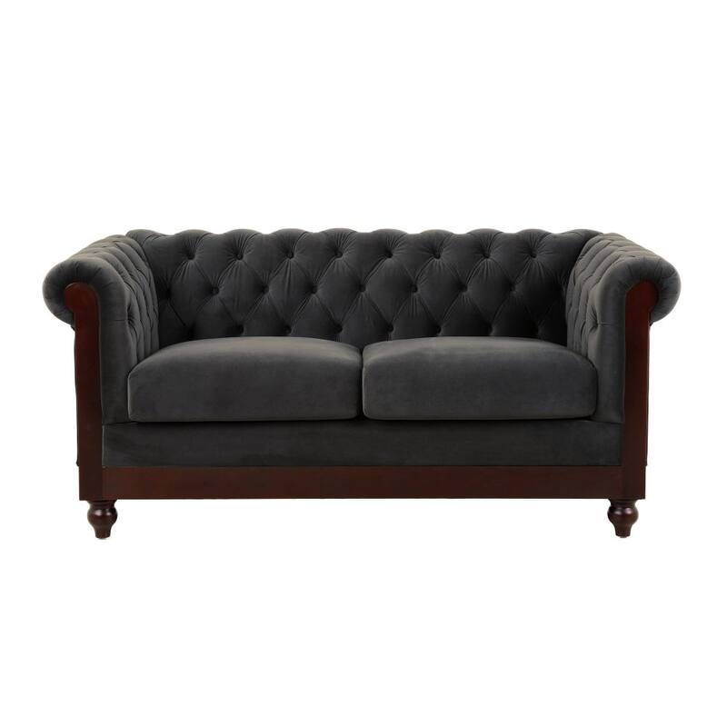 2-Person Rolled Arm Dutch Plush Upholstered Sofa Couch with Tufted Button