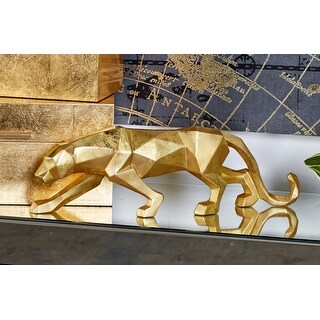 Gold-colored Resin Leopard Figurine