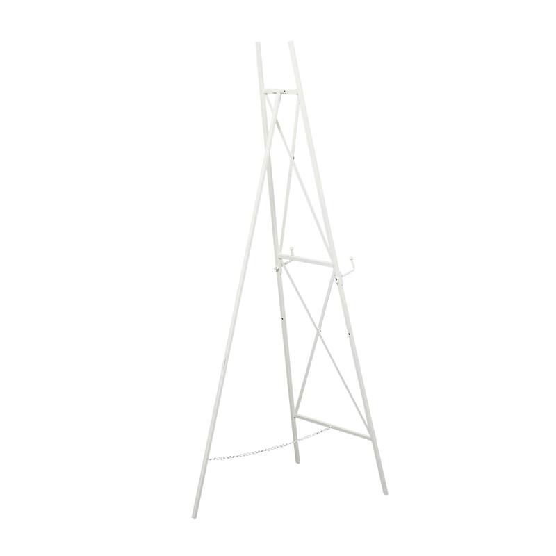 White Metal Tall Adjustable 2 Tier Display Easel with Chain Support