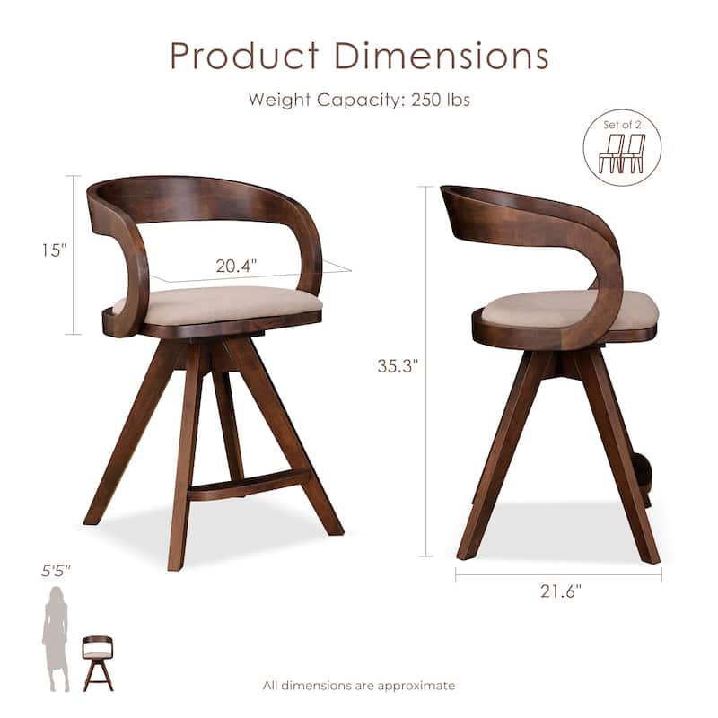 Furniture of America Abigail IX Mid-century Modern Handcrafted Rubberwood Counter Height Dining Chairs (Set of 2)