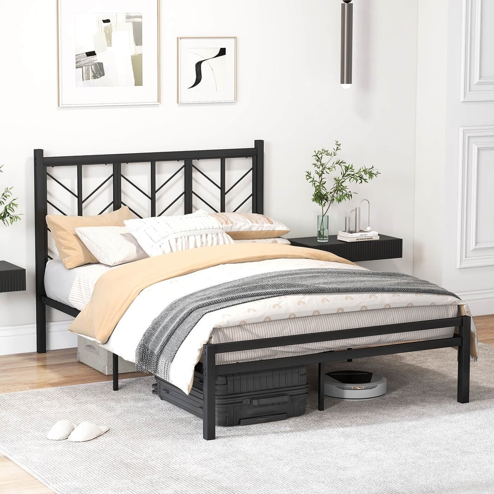 Costway Twin/Full/Queen Size Platform Bed with Headboard 11.5" Under