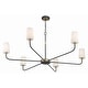 preview thumbnail 4 of 9, Niles 6 Light Black Forged & Modern Gold Chandelier - 54"W x 22.25"H