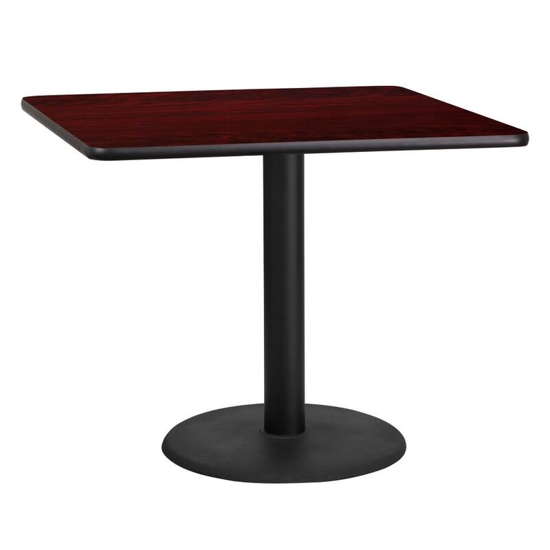 36'' Square Laminate Table Top with 24'' Round Table Height Base - 36"W x 36"D x 31.125"H - 36"W x 36"D x 31.125"H