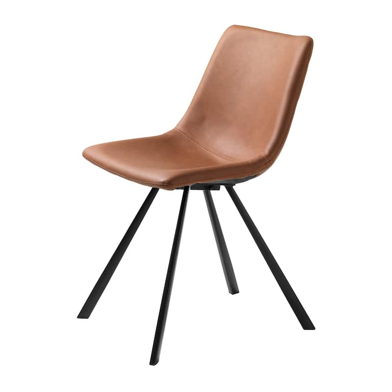 Rye Studio Faux Leather Chairs with Black Steel Legs, Set of 2