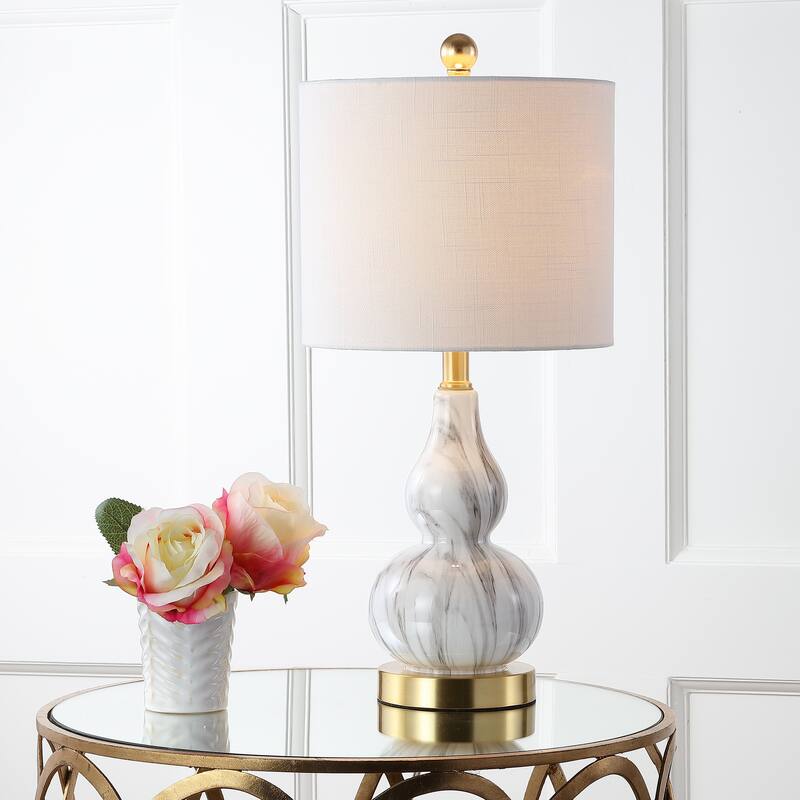 Anya 20.5" Mini Glass LED Table Lamp, Gray by JONATHAN Y