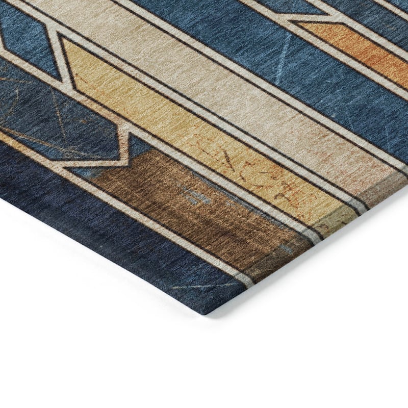 Machine Washable Indoor/Outdoor Modern Mosaic Chantille Rug