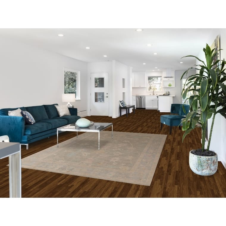 Earth Tone Oushak Vegetable Dye Turkish Rug Hand-Knotted Wool Carpet - 6'1"x 8'8"