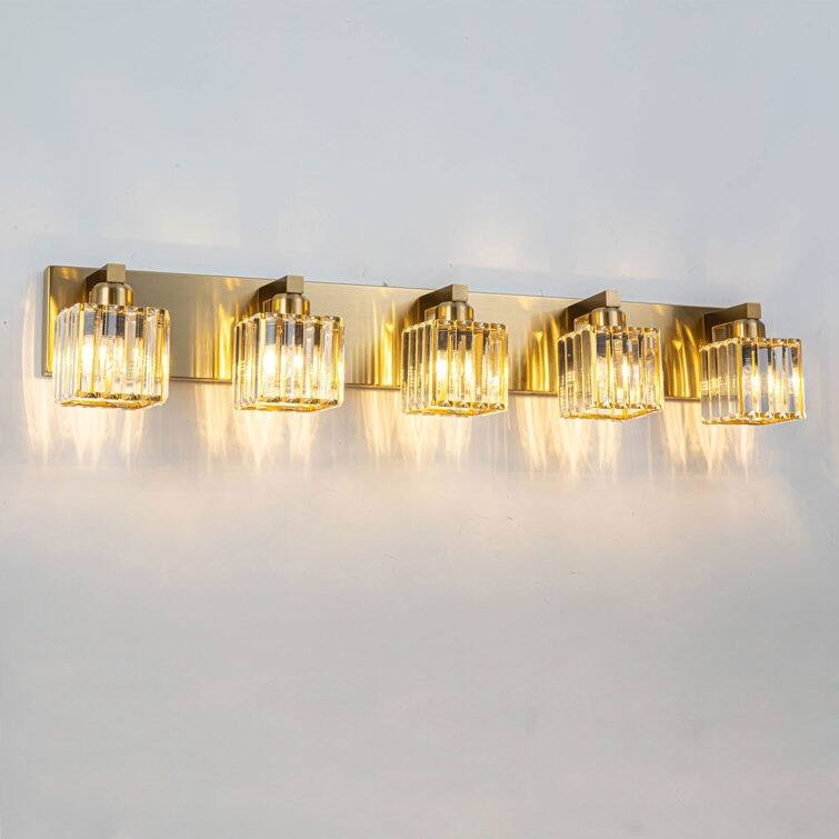 2/3/4/5 Light Bathroom Vanity Light Wall Sconce with Crystal Shade - 35.4 - Gold