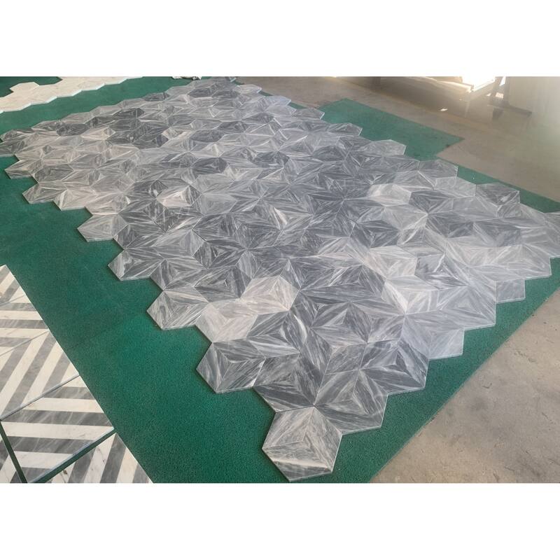 Roomfitters Hexagon Marble Tile for Wall and Floor, Honed Natural Stone, Genuine Marble, 12-Piece Box, Carrara Gray