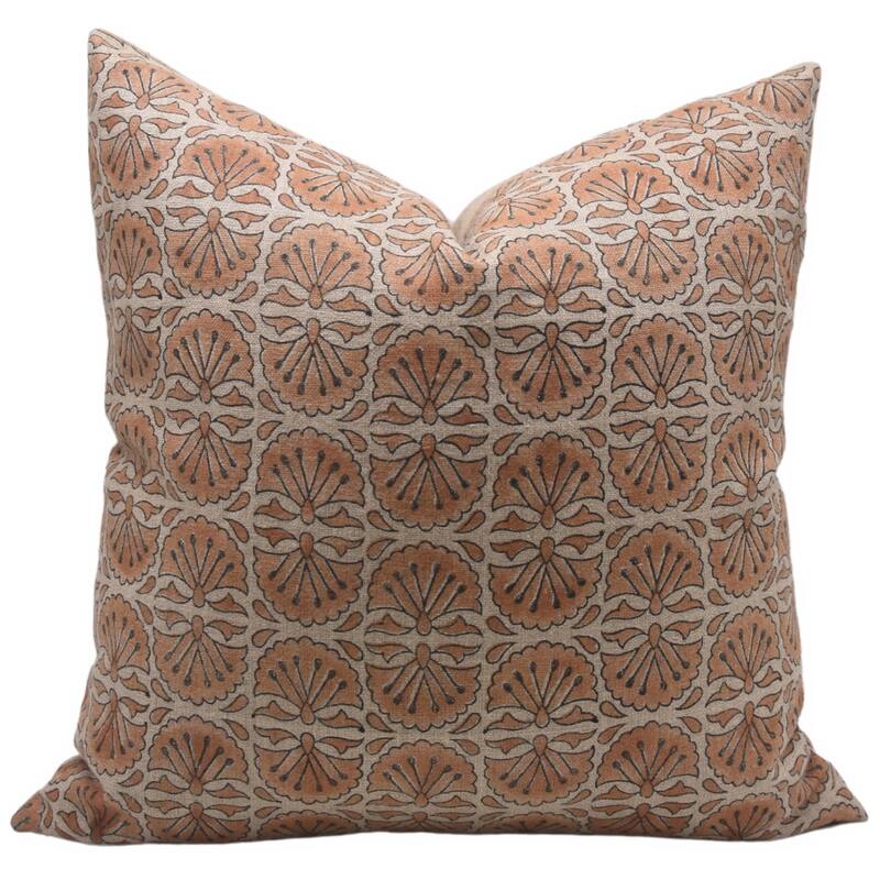 Fabdivine Linen Outdoor Sofa Block print pillow Cover - Pillow Covers - 14" x 20"