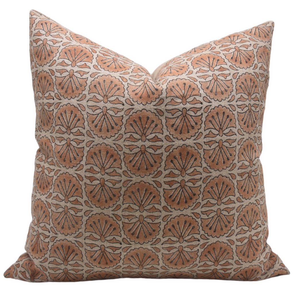Fabdivine Linen Outdoor Sofa Block print pillow Cover