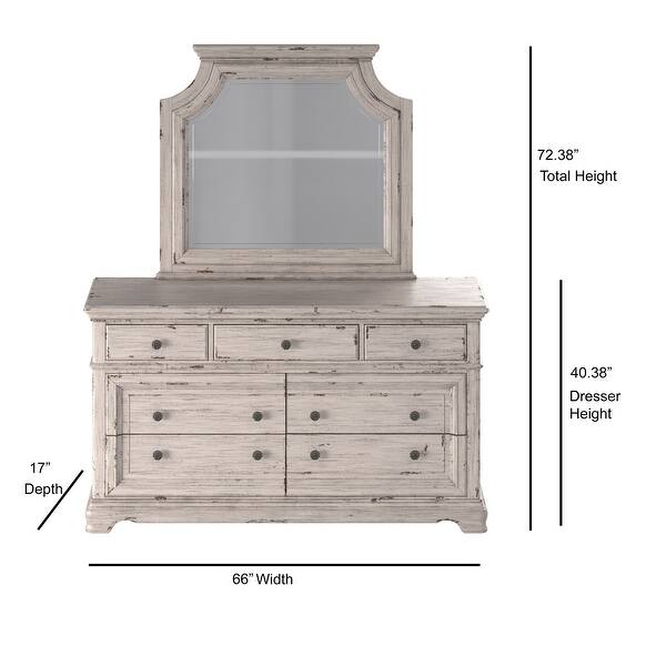 dimension image slide 1 of 4, Palisade 4-Piece Antique White Bedroom Set by Greyson Living
