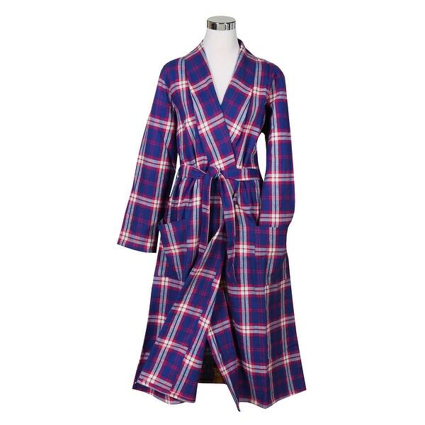 Metropolitan Womens Plaid Flannel Robe - Lightweight Shawl Collar Bath -  Bed Bath & Beyond - 32423361